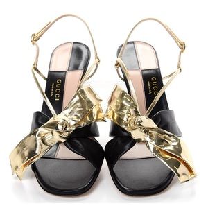 SALE 🌟 GUCCI Mid-Heel Sandals with Gold Bow NIB